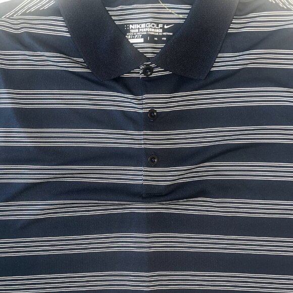 Nike Golf Tour Performance Dri-Fit Polo Shirt XXL - Blue Striped - Picture 2 of 4